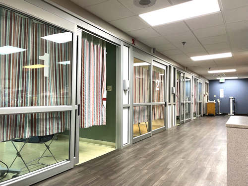 Picture of Emergency Rooms 1 - 4 and Trauma Room.